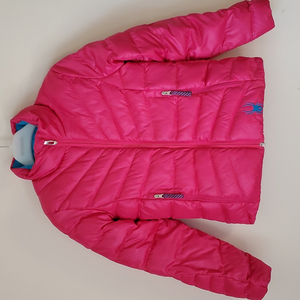 Spider Girls Pink Puffer Down Winter Coat  Jacket  Size S